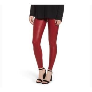 Spanx Faux Leather Leggings in Color Crimson Size XL